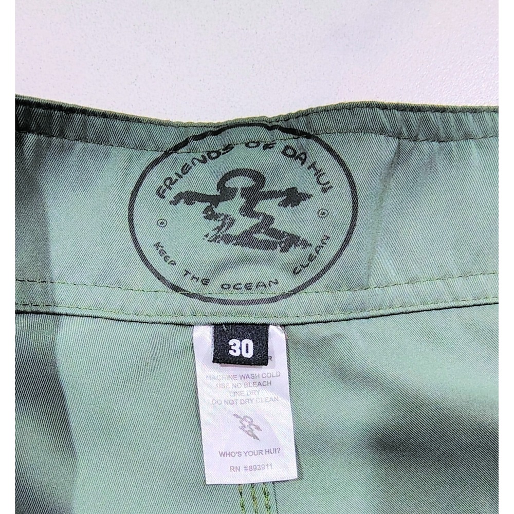 DA HUI Men's Unlined Board Shorts Green Cargo Pocket Size  30 x 10 In - Picture 6 of 11